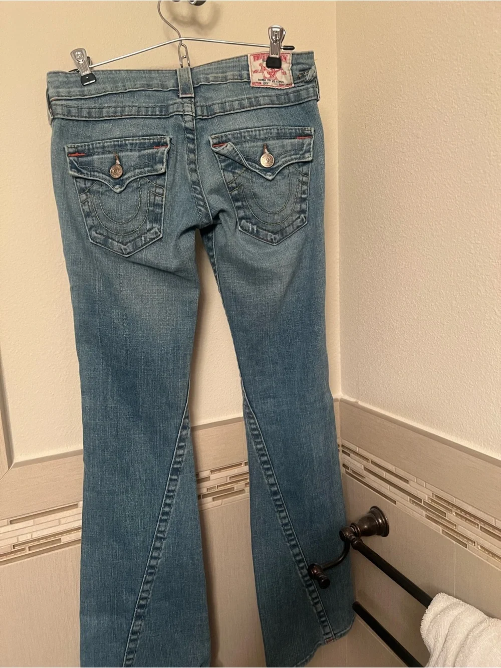 True Religion Women's Light Blue Flare Jeans